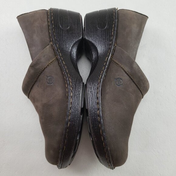 Born Toby Leather Clog Womens 9 Brown Slip On Comfort Heeled Casual Shoe - Picture 5 of 11